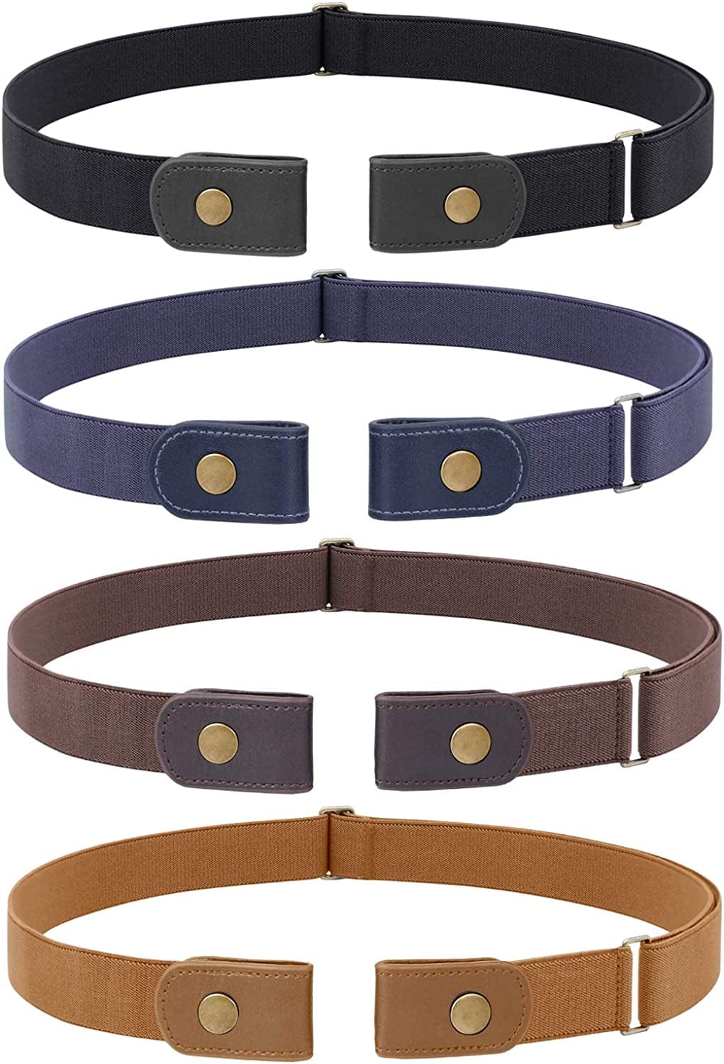4 Pack No Buckle Belt, JASGOOD Buckle Free Stretch Belt for Women and Men Jeans Pants Apparel & Accessories > Clothing Accessories > Belts KYLIE MAX   