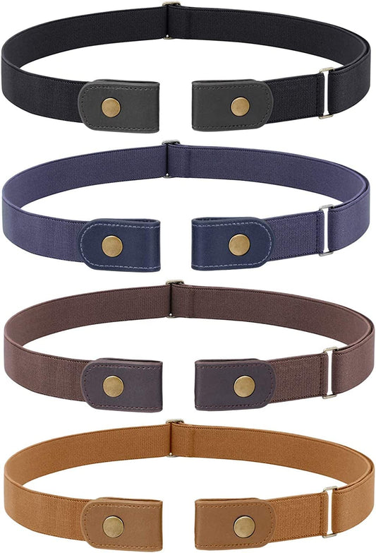 4 Pack No Buckle Belt, JASGOOD Buckle Free Stretch Belt for Women and Men Jeans Pants Apparel & Accessories > Clothing Accessories > Belts KYLIE MAX   