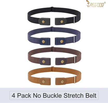 4 Pack No Buckle Belt, JASGOOD Buckle Free Stretch Belt for Women and Men Jeans Pants Apparel & Accessories > Clothing Accessories > Belts KYLIE MAX   