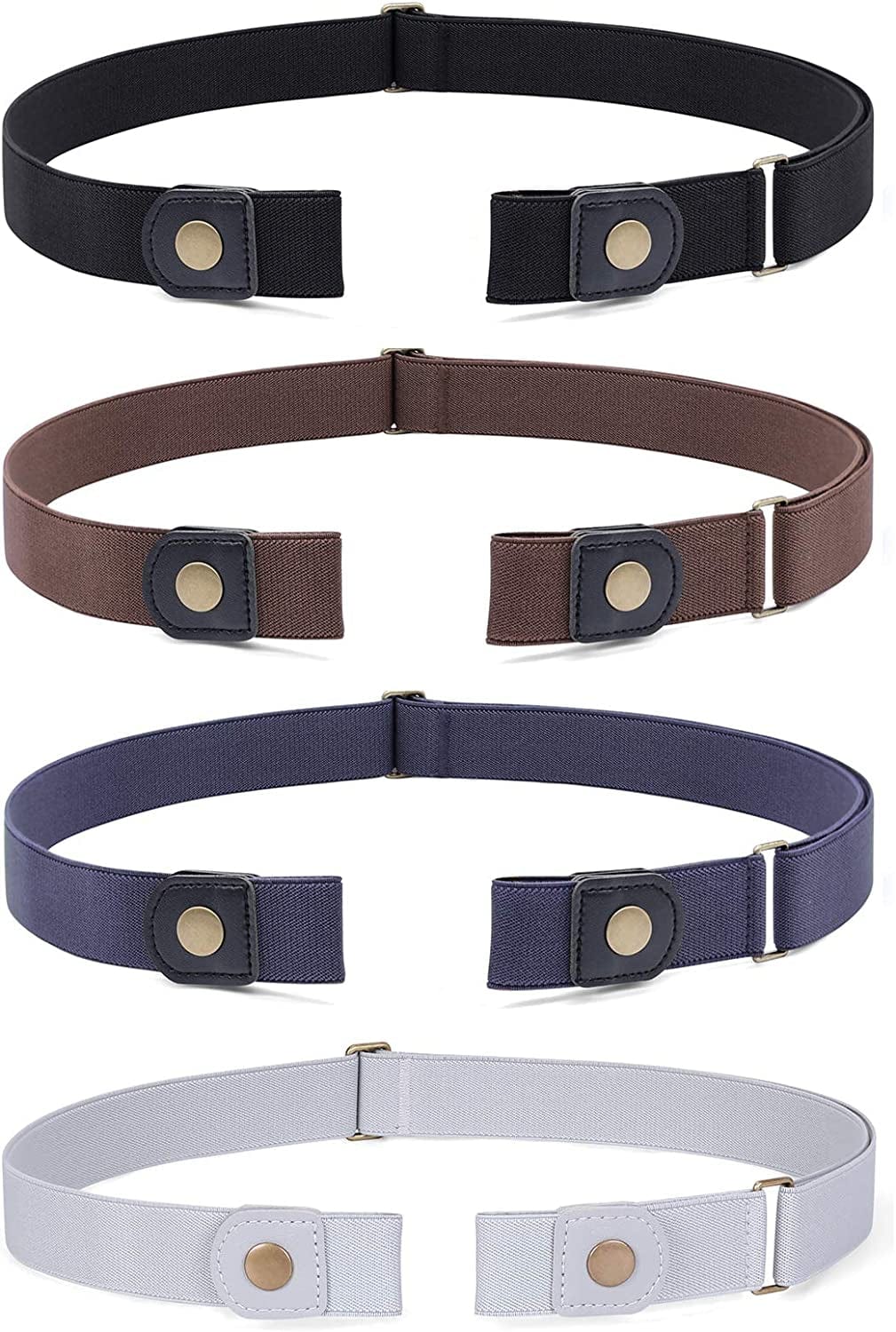 4 Pack No Buckle Belt, JASGOOD Buckle Free Stretch Belt for Women and Men Jeans Pants Apparel & Accessories > Clothing Accessories > Belts KYLIE MAX   