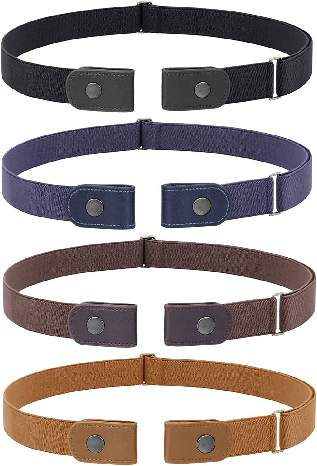 4 Pack No Buckle Belt, JASGOOD Buckle Free Stretch Belt for Women and Men Jeans Pants Apparel & Accessories > Clothing Accessories > Belts KYLIE MAX   
