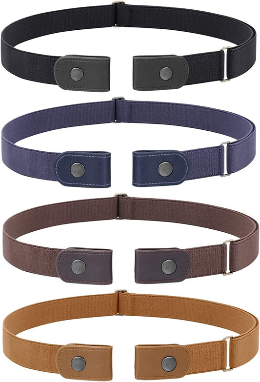 4 Pack No Buckle Belt, JASGOOD Buckle Free Stretch Belt for Women and Men Jeans Pants Apparel & Accessories > Clothing Accessories > Belts KYLIE MAX   