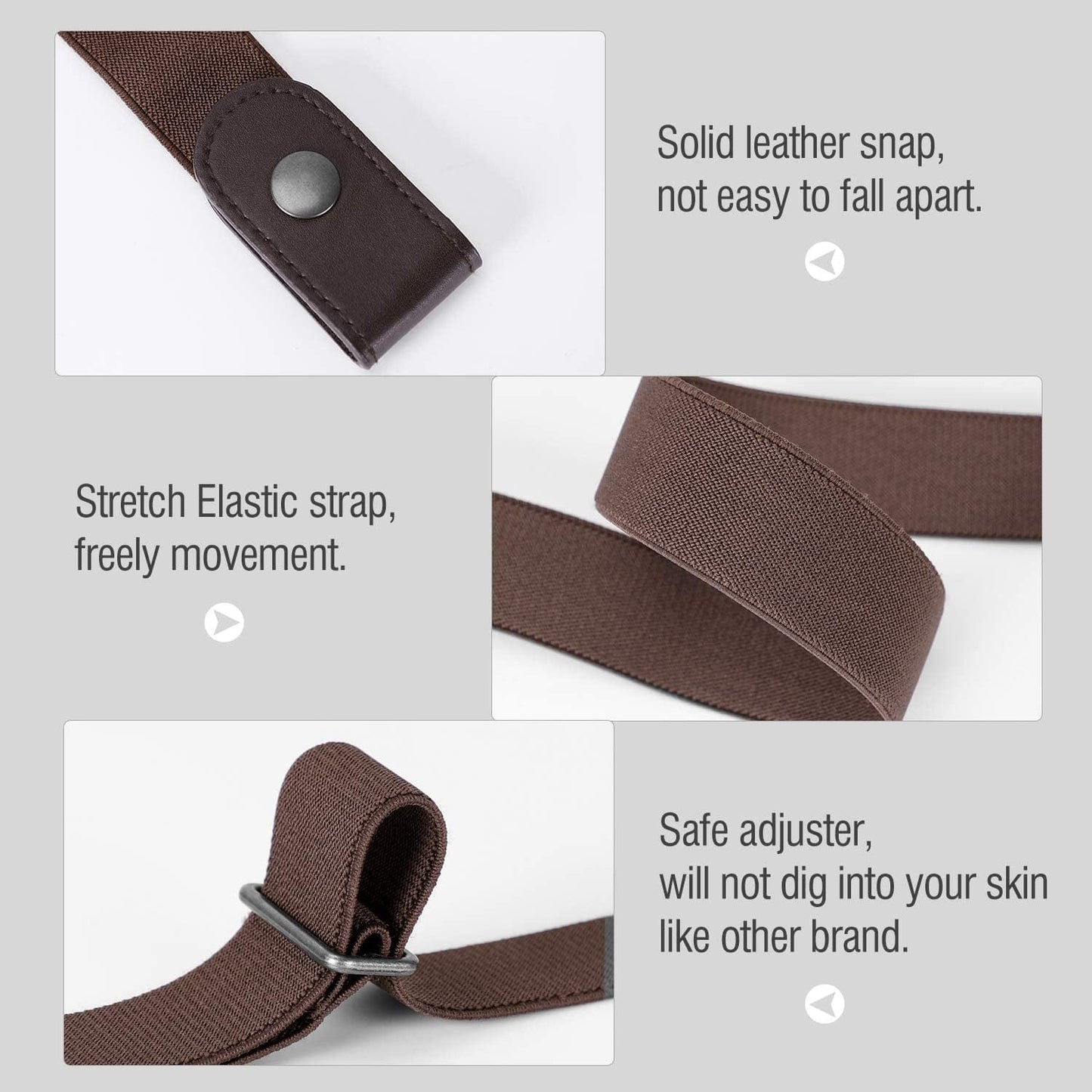 4 Pack No Buckle Belt, JASGOOD Buckle Free Stretch Belt for Women and Men Jeans Pants Apparel & Accessories > Clothing Accessories > Belts KYLIE MAX   