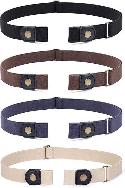 4 Pack No Buckle Belt, JASGOOD Buckle Free Stretch Belt for Women and Men Jeans Pants Apparel & Accessories > Clothing Accessories > Belts KYLIE MAX   