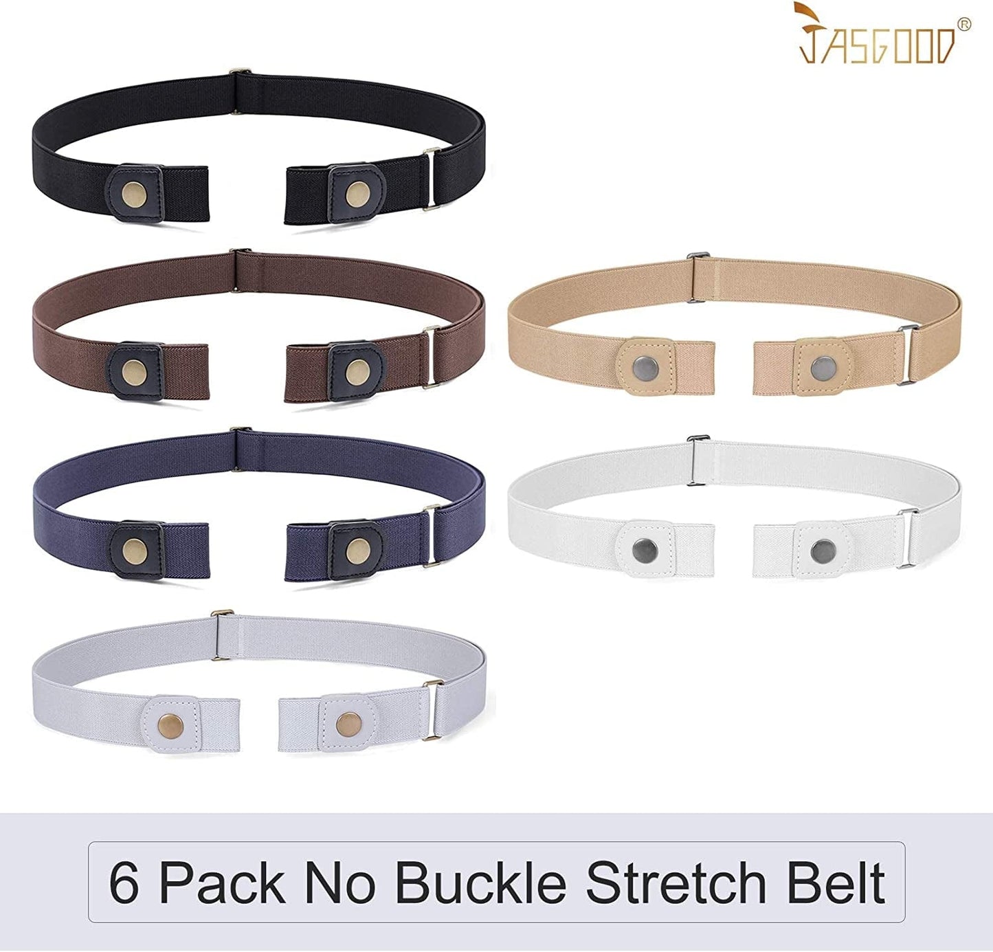 4 Pack No Buckle Belt, JASGOOD Buckle Free Stretch Belt for Women and Men Jeans Pants Apparel & Accessories > Clothing Accessories > Belts KYLIE MAX   