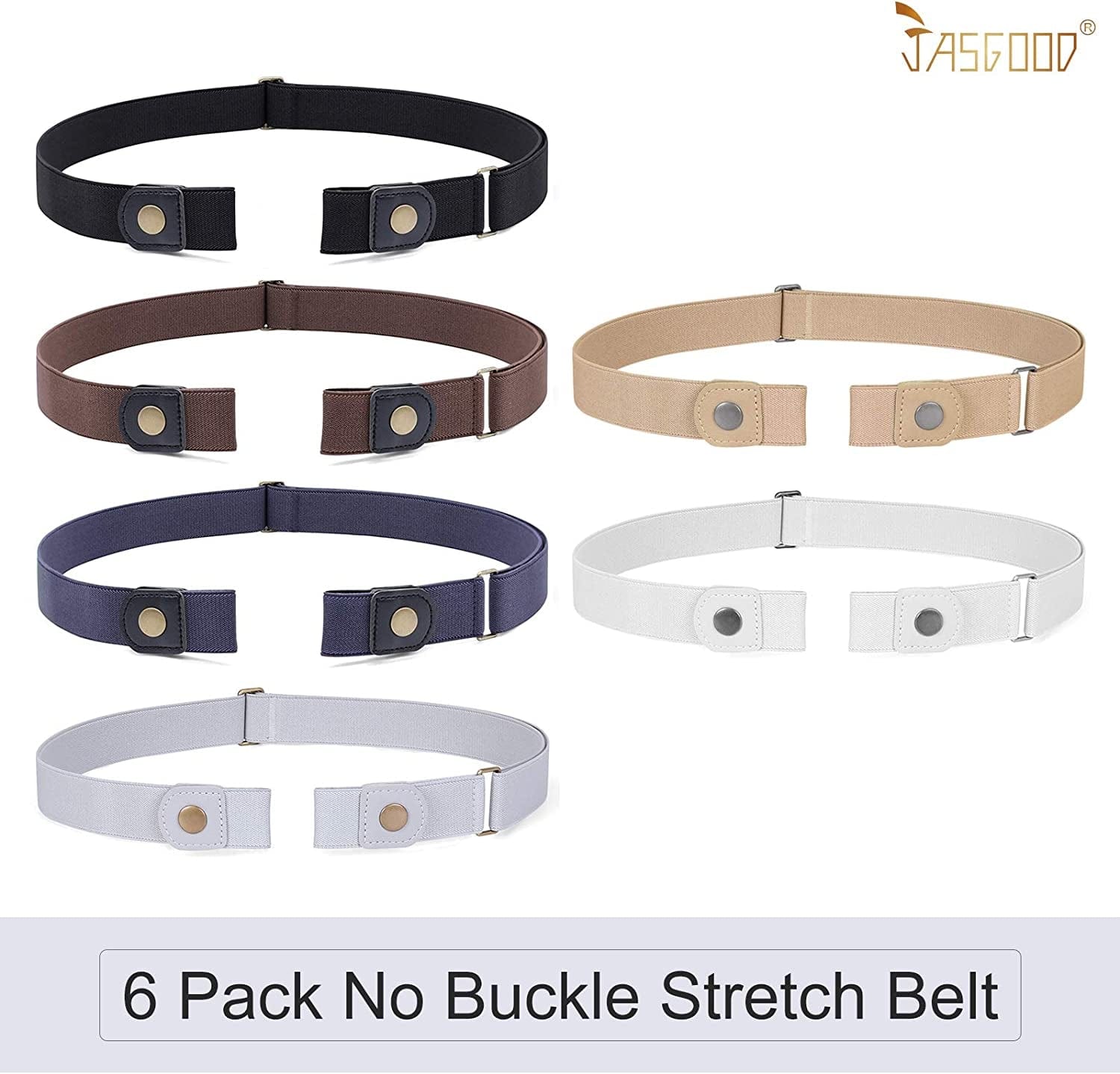 4 Pack No Buckle Belt, JASGOOD Buckle Free Stretch Belt for Women and Men Jeans Pants Apparel & Accessories > Clothing Accessories > Belts KYLIE MAX   