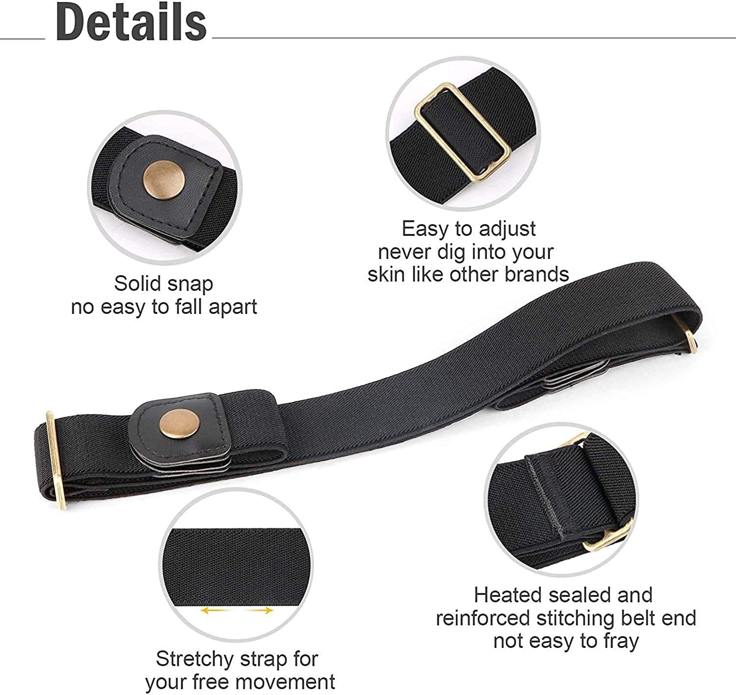4 Pack No Buckle Belt, JASGOOD Buckle Free Stretch Belt for Women and Men Jeans Pants Apparel & Accessories > Clothing Accessories > Belts KYLIE MAX   