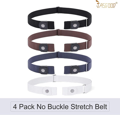4 Pack No Buckle Belt, JASGOOD Buckle Free Stretch Belt for Women and Men Jeans Pants Apparel & Accessories > Clothing Accessories > Belts KYLIE MAX   