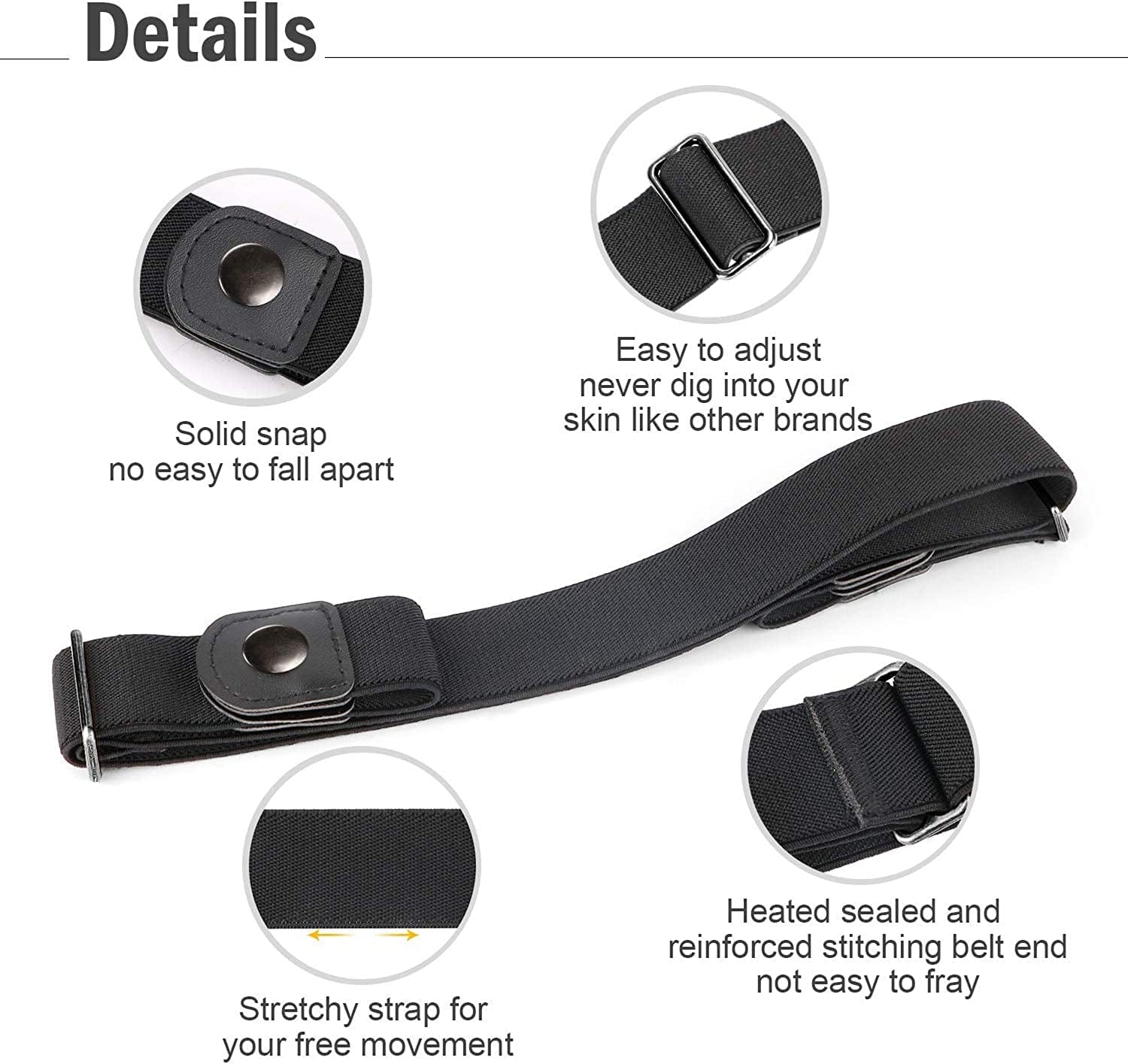 4 Pack No Buckle Belt, JASGOOD Buckle Free Stretch Belt for Women and Men Jeans Pants Apparel & Accessories > Clothing Accessories > Belts KYLIE MAX   