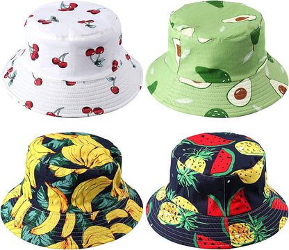 4 Pack Unisex Print Bucket Hats, Cotton Beach Sun Hat for Women Summer Travel, Outdoor Reversible Cap Double Sides Wear for Women Men Apparel & Accessories > Clothing Accessories > Hats Piklohas   