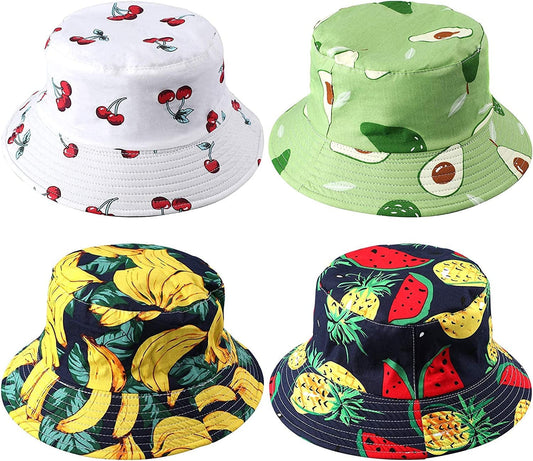4 Pack Unisex Print Bucket Hats, Cotton Beach Sun Hat for Women Summer Travel, Outdoor Reversible Cap Double Sides Wear for Women Men Apparel & Accessories > Clothing Accessories > Hats Piklohas   
