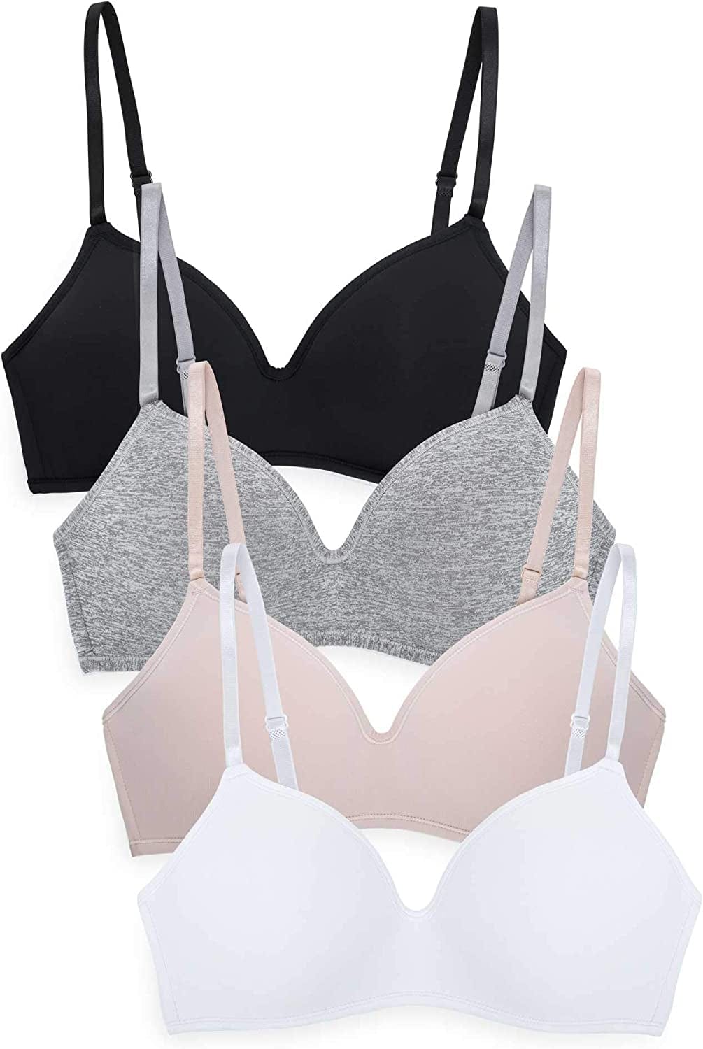 4 Pack Wirefree Bra - Women'S Flexible Soft Foam Wireless No Wire Soft Pad T Shirt Bra Value Pack
