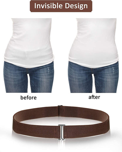 4 Pack Women No Show Invisible Belt Elastic Stretch Waist Belt with Flat Buckle Apparel & Accessories > Clothing Accessories > Belts SATINIOR   