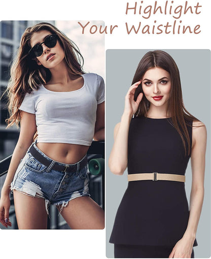 4 Pack Women No Show Invisible Belt Elastic Stretch Waist Belt with Flat Buckle Apparel & Accessories > Clothing Accessories > Belts SATINIOR   