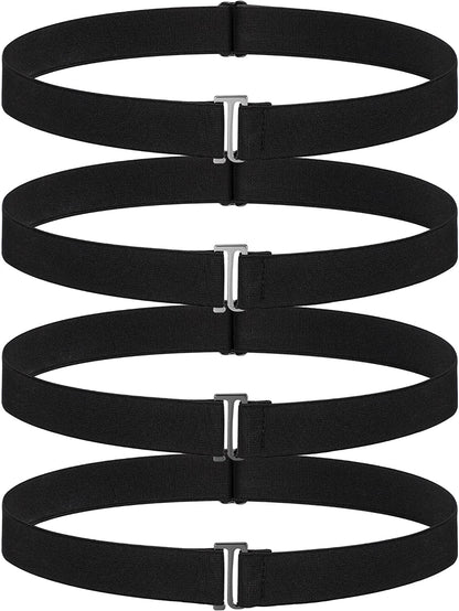 4 Pack Women No Show Invisible Belt Elastic Stretch Waist Belt with Flat Buckle Apparel & Accessories > Clothing Accessories > Belts SATINIOR Black  
