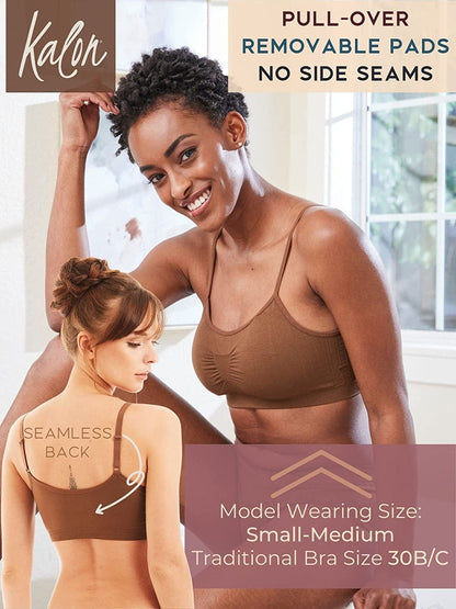 4 Pack Women’S Nylon Spandex Removable Pads Comfort Cami Bras Wireless