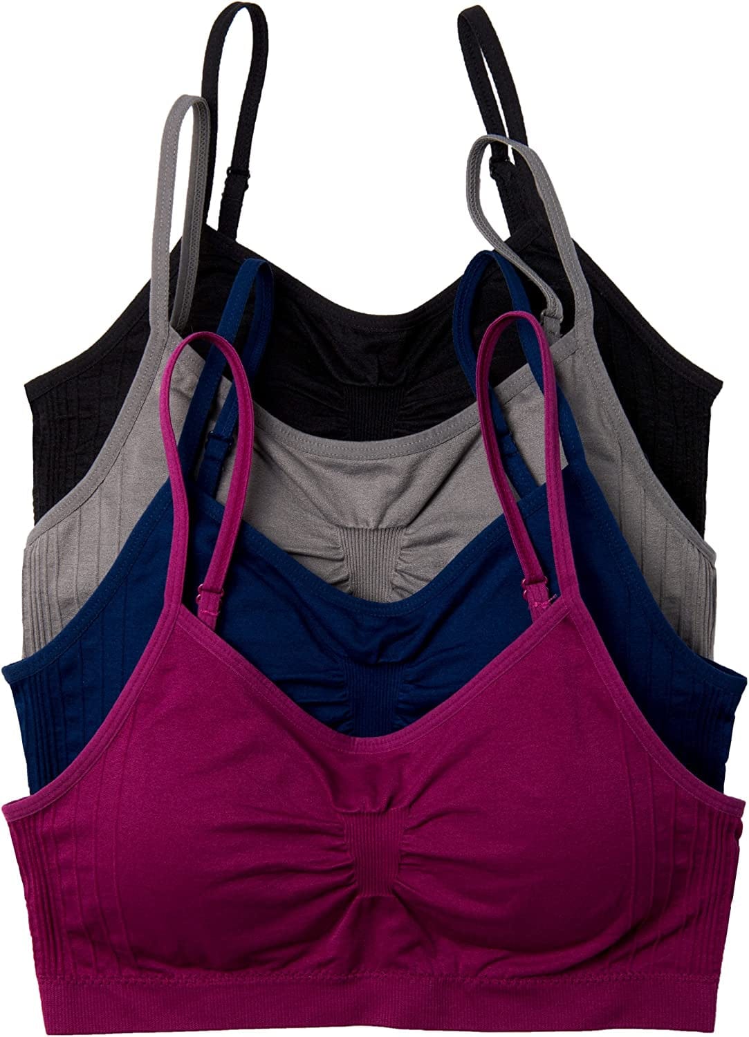 4 Pack Women’S Nylon Spandex Removable Pads Comfort Cami Bras Wireless O. Winter / Small-Medium