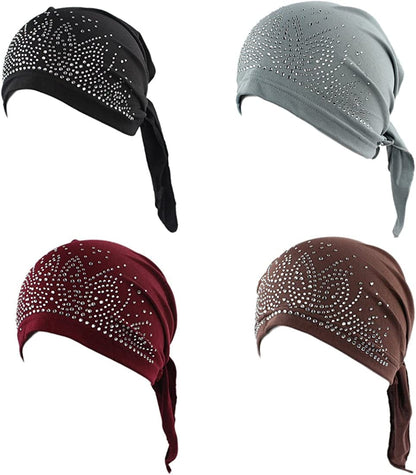 4 Pack Women'S Scarf Pre Tied Chemo Hat Beanie Turban Headwear for Cancer Patients Muslim Apparel & Accessories > Clothing Accessories > Headwear MarJunSep   