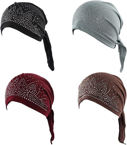 4 Pack Women'S Scarf Pre Tied Chemo Hat Beanie Turban Headwear for Cancer Patients Muslim Apparel & Accessories > Clothing Accessories > Headwear MarJunSep   