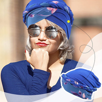 4 Pack Womens Turban Cap Head Wraps Covers Pre Tied Twisted Braid Cancer Beanies Headwear Wrap Scarf for Sleeping Apparel & Accessories > Clothing Accessories > Headwear Hercicy   
