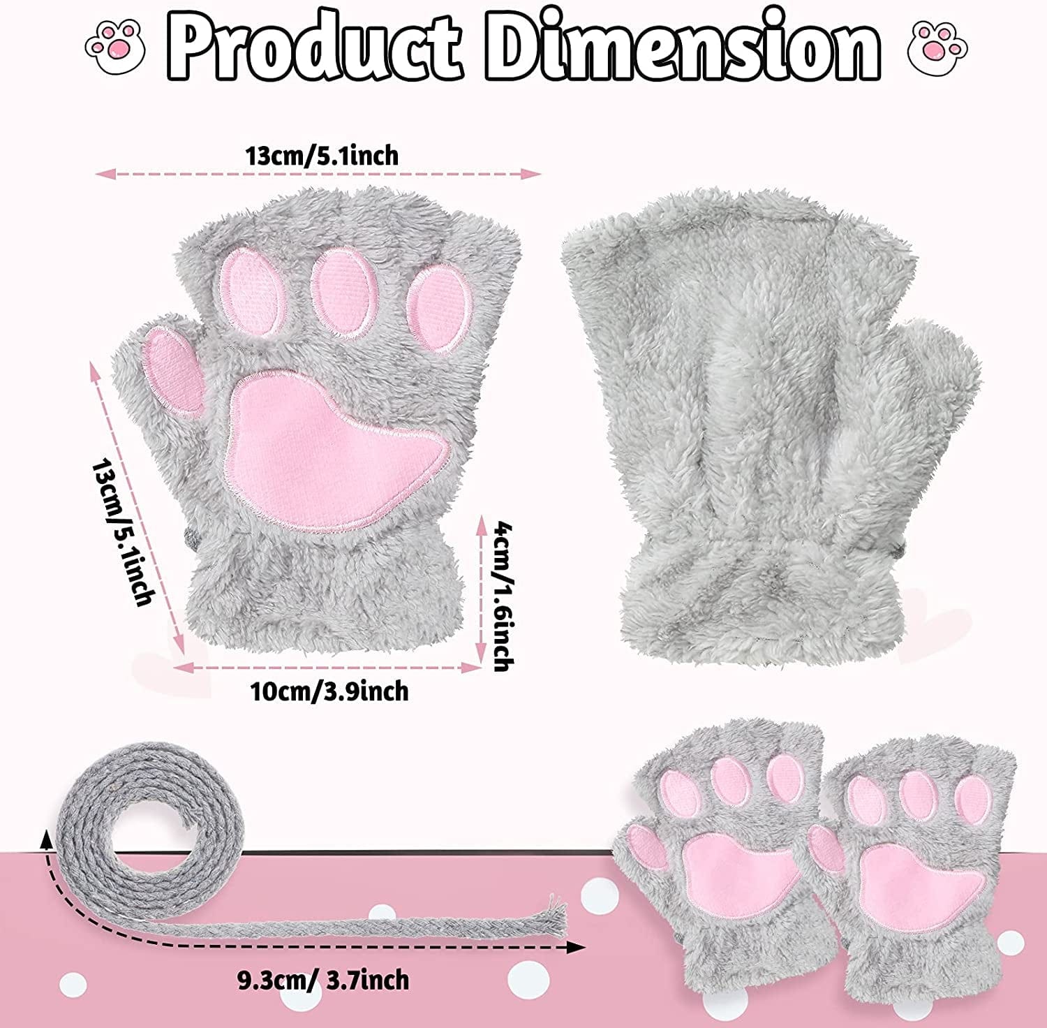 4 Pairs Cat Paw Gloves Fingerless Gloves Mittens Half Finger Paw Gloves Winter Plush Gloves for Kids Adult Cosplay Apparel & Accessories > Clothing Accessories > Gloves & Mittens SATINIOR   