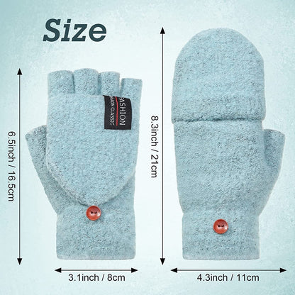 4 Pairs Fingerless Gloves Winter Knitted Mittens with Cover Convertible Mittens for Women Men Cold Weather Apparel & Accessories > Clothing Accessories > Gloves & Mittens SATINIOR   
