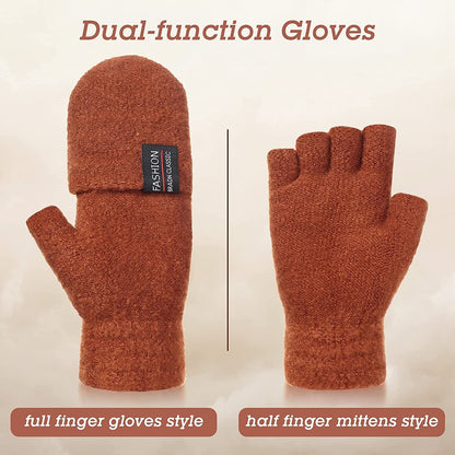 4 Pairs Fingerless Gloves Winter Knitted Mittens with Cover Convertible Mittens for Women Men Cold Weather Apparel & Accessories > Clothing Accessories > Gloves & Mittens SATINIOR   