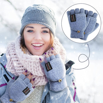 4 Pairs Fingerless Gloves with Cover Convertible Mittens Knitted Gloves for Women Men Apparel & Accessories > Clothing Accessories > Gloves & Mittens SATINIOR   