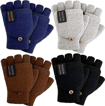 4 Pairs Fingerless Gloves with Cover Convertible Mittens Knitted Gloves for Women Men Apparel & Accessories > Clothing Accessories > Gloves & Mittens SATINIOR Navy Blue, Black, Coffee, Light Grey  