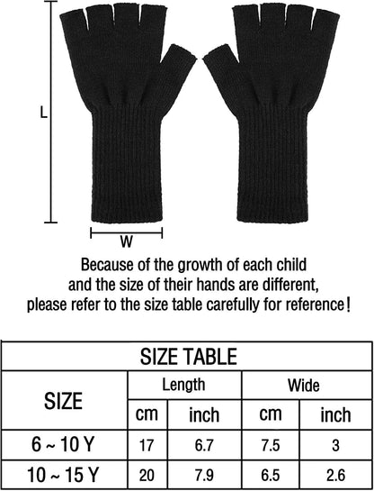 4 Pairs Kids Long Half Fingerless Gloves Knitted Arm Warmers Winter Long Half Stretchy Finger Mittens for Kids Boys and Girls Apparel & Accessories > Clothing Accessories > Gloves & Mittens SATINIOR   