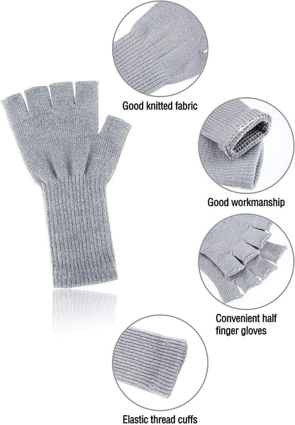4 Pairs Kids Long Half Fingerless Gloves Knitted Arm Warmers Winter Long Half Stretchy Finger Mittens for Kids Boys and Girls Apparel & Accessories > Clothing Accessories > Gloves & Mittens SATINIOR   
