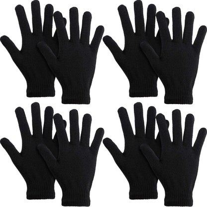 4 Pairs Magic Winter Gloves Unisex Gloves Knit Stretchy Mitten Full Fingers Warm Gloves for Men Women Sports Apparel & Accessories > Clothing Accessories > Gloves & Mittens SATINIOR Black Over 18 Years 