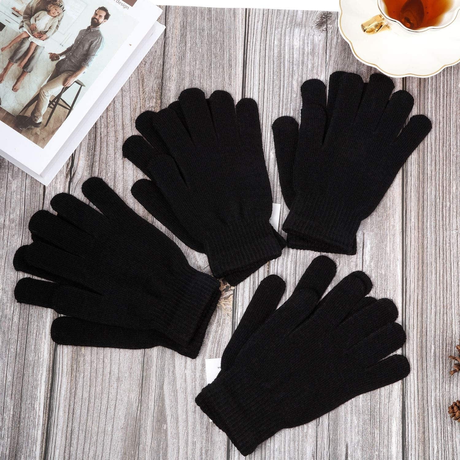 4 Pairs Magic Winter Gloves Unisex Gloves Knit Stretchy Mitten Full Fingers Warm Gloves for Men Women Sports Apparel & Accessories > Clothing Accessories > Gloves & Mittens SATINIOR   