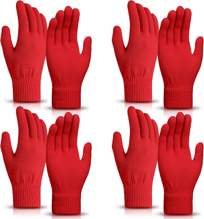 4 Pairs Magic Winter Gloves Unisex Gloves Knit Stretchy Mitten Full Fingers Warm Gloves for Men Women Sports Apparel & Accessories > Clothing Accessories > Gloves & Mittens SATINIOR Red Over 18 Years 
