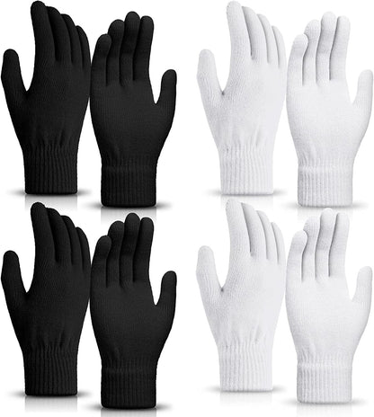 4 Pairs Magic Winter Gloves Unisex Gloves Knit Stretchy Mitten Full Fingers Warm Gloves for Men Women Sports Apparel & Accessories > Clothing Accessories > Gloves & Mittens SATINIOR White and Black Over 18 Years 