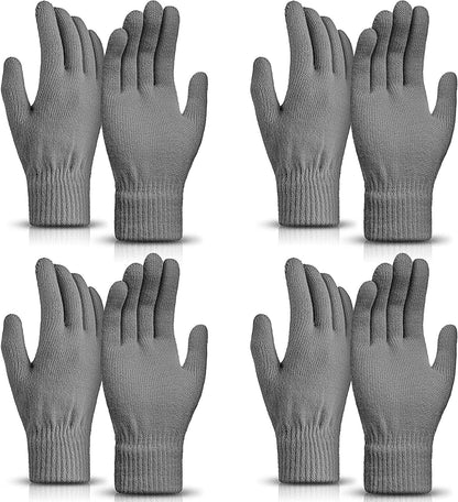 4 Pairs Magic Winter Gloves Unisex Gloves Knit Stretchy Mitten Full Fingers Warm Gloves for Men Women Sports Apparel & Accessories > Clothing Accessories > Gloves & Mittens SATINIOR Gray Over 18 Years 