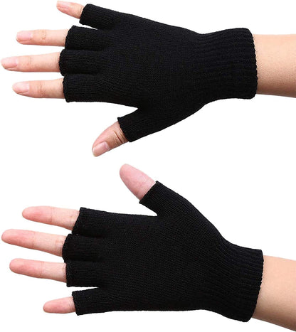 4 Pairs Winter Half Finger Gloves Knitted Fingerless Mittens Warm Stretchy Gloves for Men and Women Apparel & Accessories > Clothing Accessories > Gloves & Mittens SATINIOR   