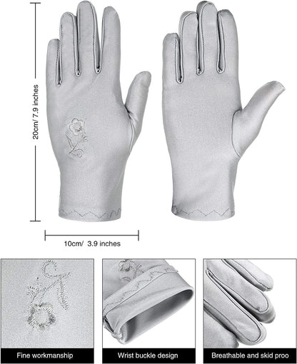 4 Pairs Women Sun Protective Gloves Sunscreen Gloves UV Protection Gloves Outdoor Driving Gloves (Black, White, Grey, Apricot Color) Apparel & Accessories > Clothing Accessories > Gloves & Mittens SATINIOR   