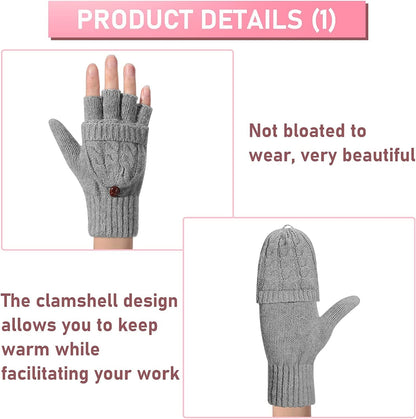 4 Pairs Women Winter Convertible Gloves Fingerless Mittens Warm Knit Flip Wool Gloves Knitted Half Finger Gloves with Cover Apparel & Accessories > Clothing Accessories > Gloves & Mittens Tarpop   