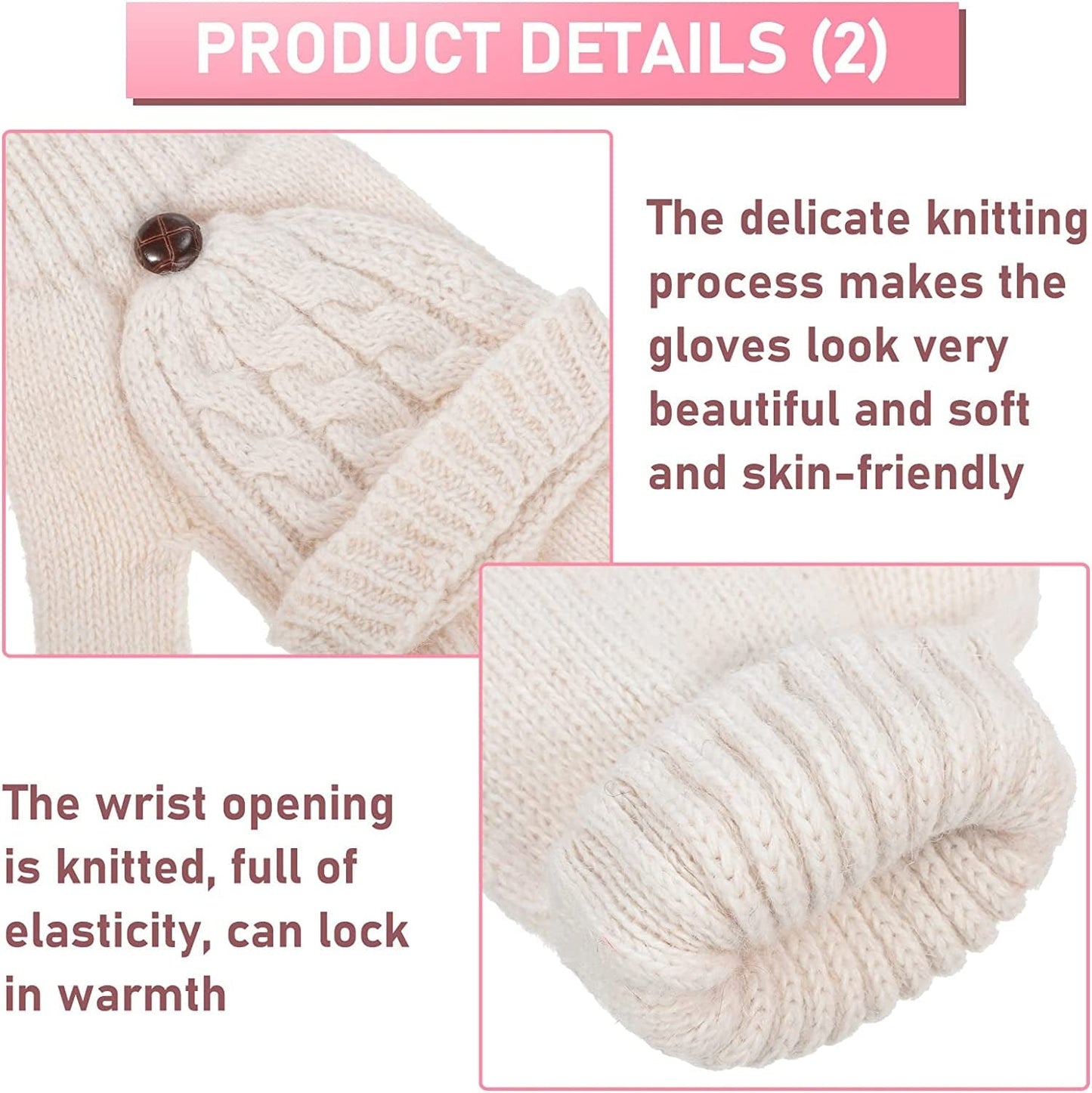 4 Pairs Women Winter Convertible Gloves Fingerless Mittens Warm Knit Flip Wool Gloves Knitted Half Finger Gloves with Cover Apparel & Accessories > Clothing Accessories > Gloves & Mittens Tarpop   