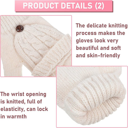 4 Pairs Women Winter Convertible Gloves Fingerless Mittens Warm Knit Flip Wool Gloves Knitted Half Finger Gloves with Cover Apparel & Accessories > Clothing Accessories > Gloves & Mittens Tarpop   