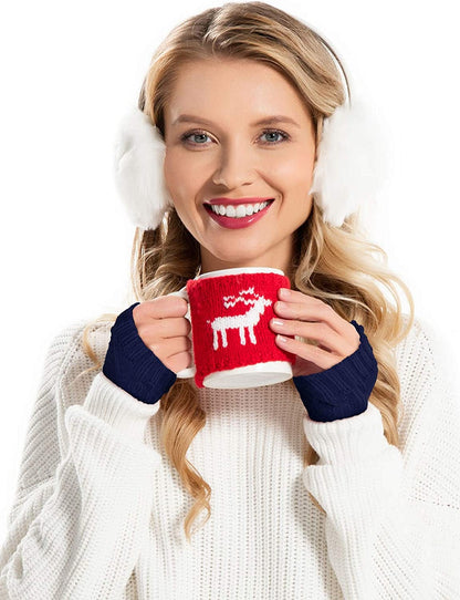 4 Pairs Women Winter Warm Knit Fingerless Gloves Thumbhole Arm Warmers Mittens Apparel & Accessories > Clothing Accessories > Gloves & Mittens SATINIOR   