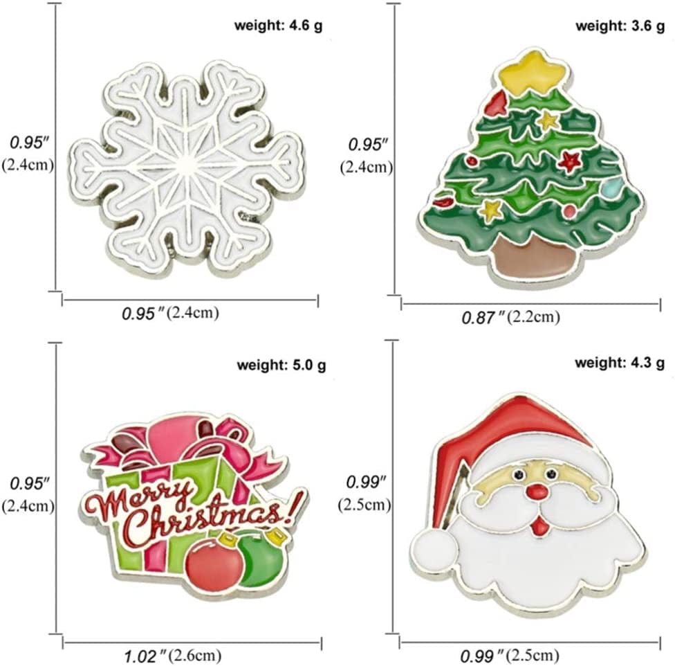 4 Pcs Enamel Christmas Brooch Pins Jewelry Xmas Tree Santa Snowflake Badge Clasp Lapel Collar Corsage for Woman Kids Holiday Xmas Gift Party Wedding
