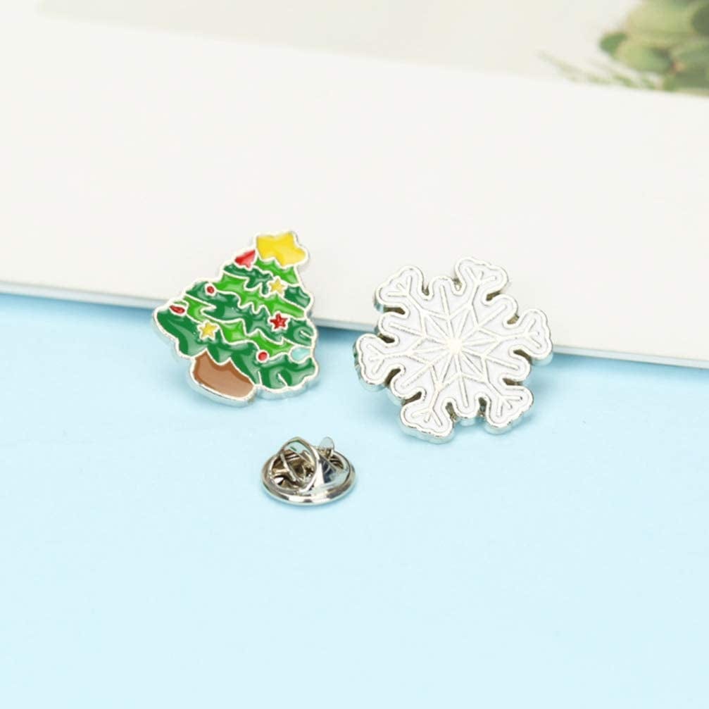4 Pcs Enamel Christmas Brooch Pins Jewelry Xmas Tree Santa Snowflake Badge Clasp Lapel Collar Corsage for Woman Kids Holiday Xmas Gift Party Wedding