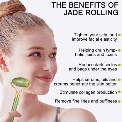 4-Pcs Jade Roller & Gua Sha Set, Facial Roller Massager with Gua Sha Scraping Tool, Jade Stone Massager for Anti-Aging, Slimming & Firming, Rejuvenate Face and Neck, Remove Wrinkles & Eye Puffiness Health & Beauty > Personal Care > Cosmetics > Cosmetic Tools > Skin Care Tools Charmonic   