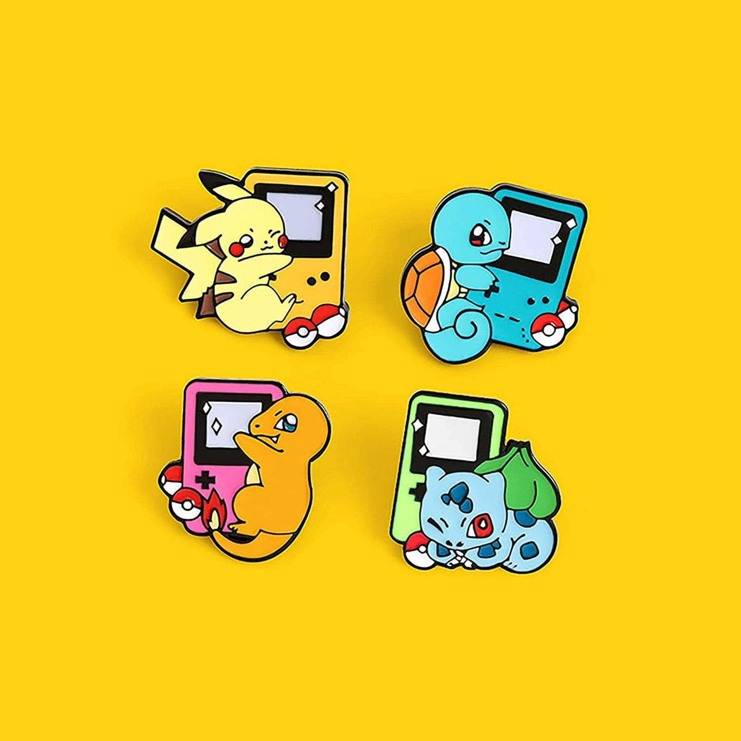 4 Pcs Pocket Monster Little Fire Dragon Anime Cute Enamel Pins Set for Jackets Backpack Shirt Lapel Button Badges Pins Aesthetic Brooch for Women Fashion Jewelry(F4)