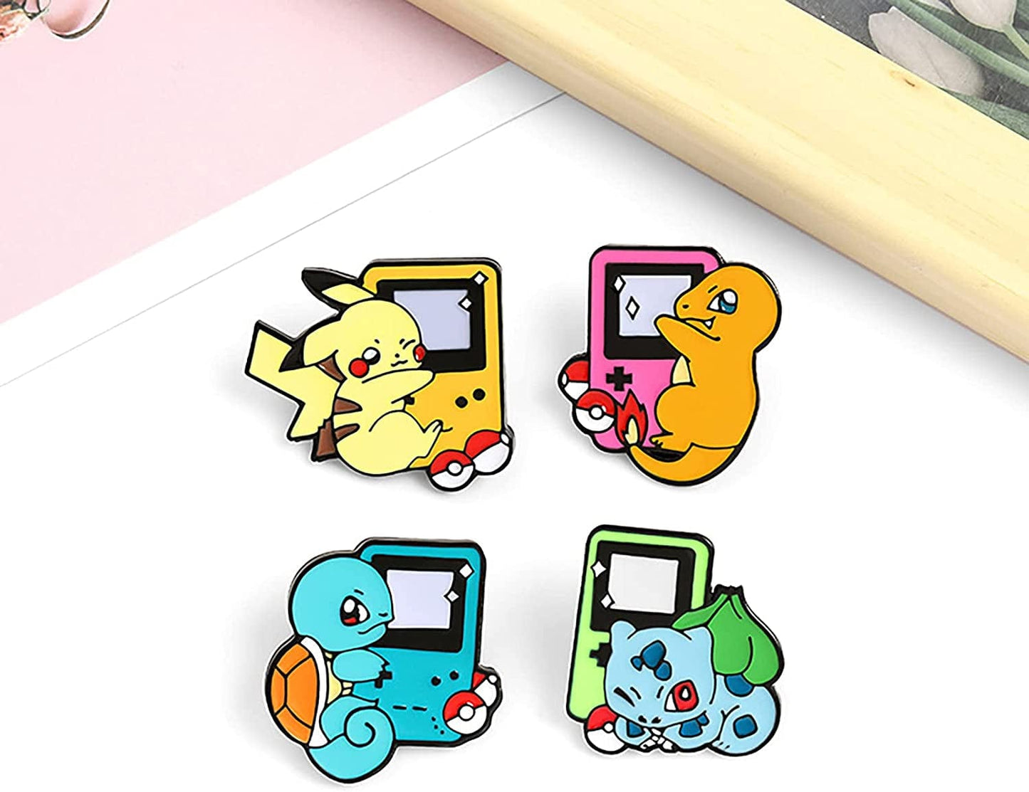 4 Pcs Pocket Monster Little Fire Dragon Anime Cute Enamel Pins Set for Jackets Backpack Shirt Lapel Button Badges Pins Aesthetic Brooch for Women Fashion Jewelry(F4)