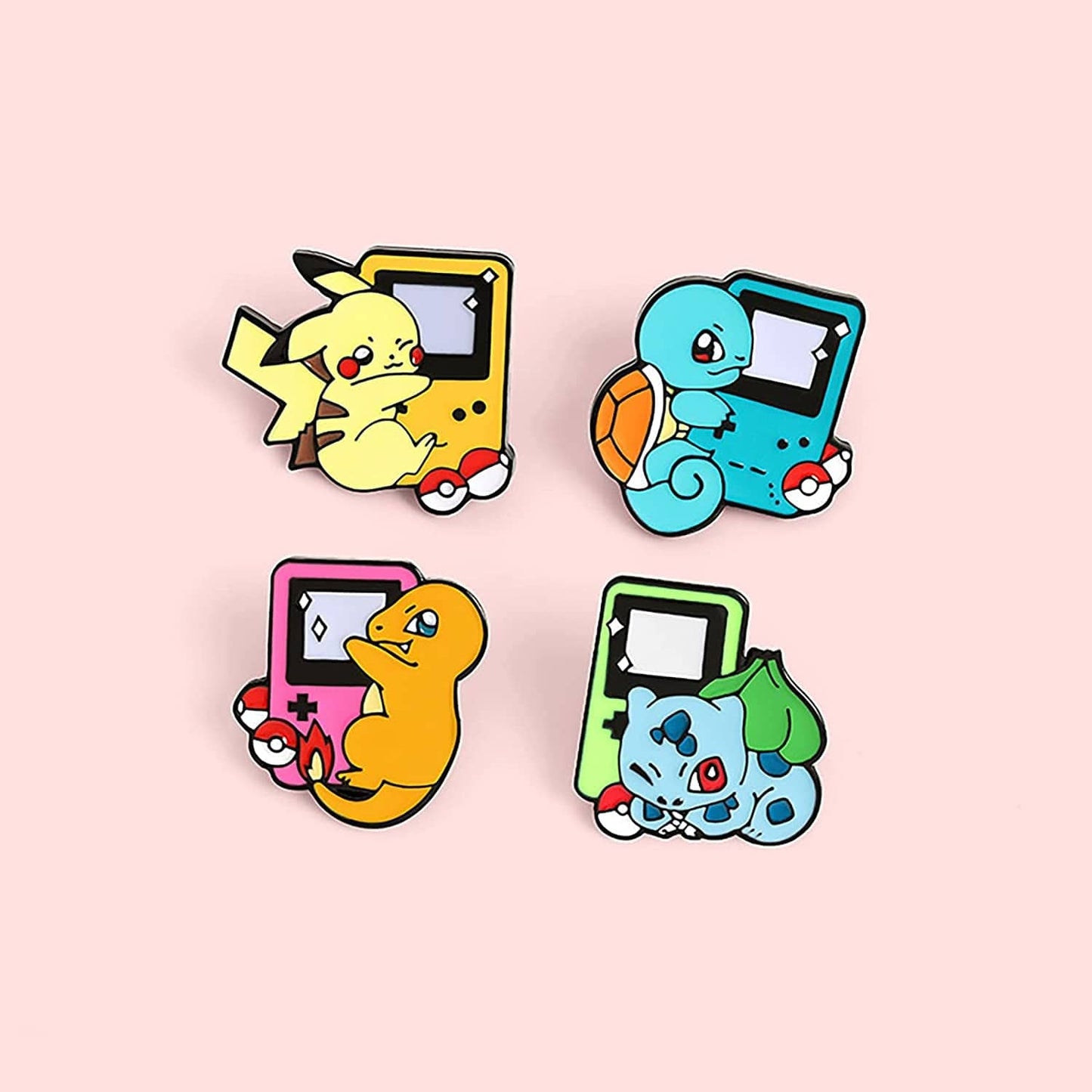 4 Pcs Pocket Monster Little Fire Dragon Anime Cute Enamel Pins Set for Jackets Backpack Shirt Lapel Button Badges Pins Aesthetic Brooch for Women Fashion Jewelry(F4)