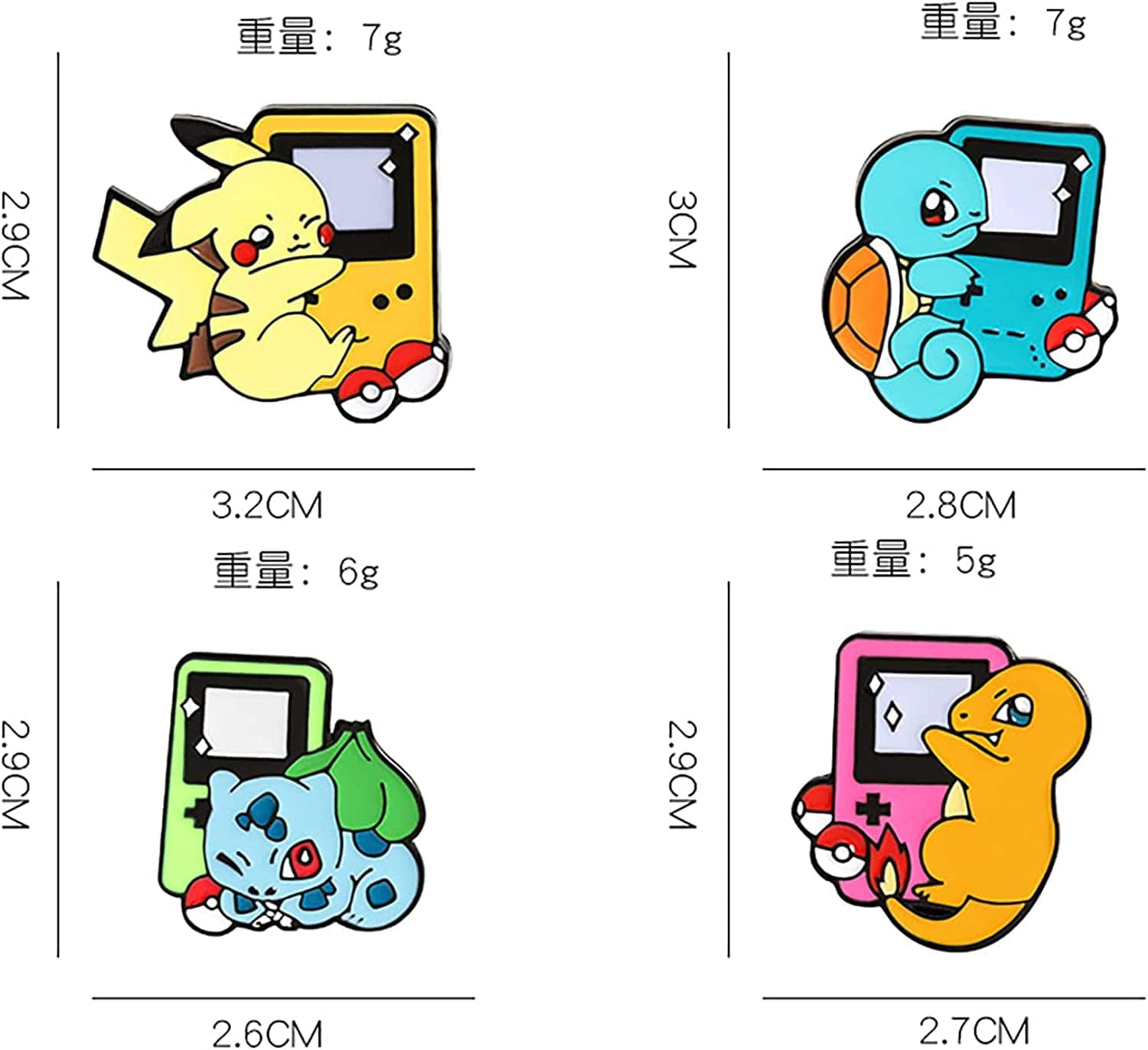 4 Pcs Pocket Monster Little Fire Dragon Anime Cute Enamel Pins Set for Jackets Backpack Shirt Lapel Button Badges Pins Aesthetic Brooch for Women Fashion Jewelry(F4)