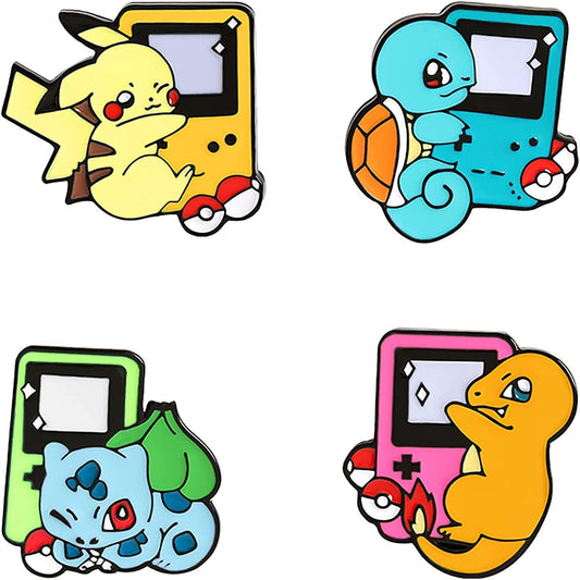 4 Pcs Pocket Monster Little Fire Dragon Anime Cute Enamel Pins Set for Jackets Backpack Shirt Lapel Button Badges Pins Aesthetic Brooch for Women Fashion Jewelry(F4)